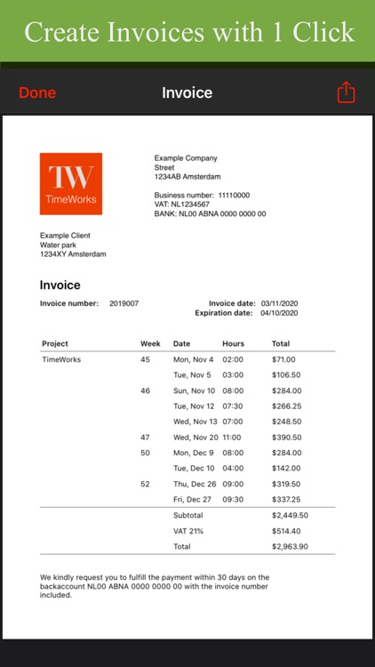 TimeWorks - Timesheet, Invoice screenshot-4