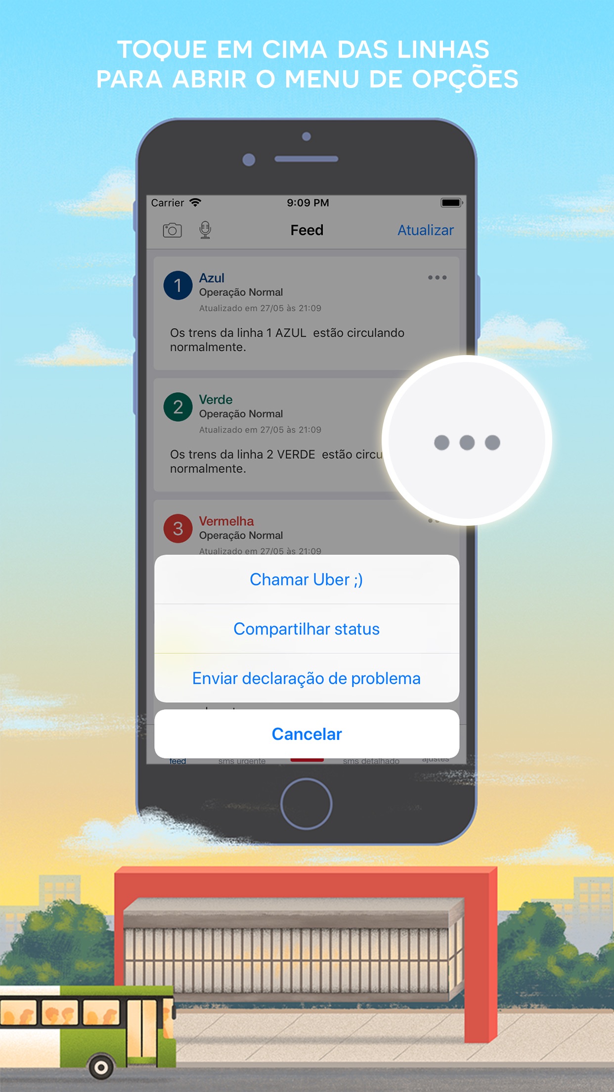 Screenshot do app HelpMe - Denúncia Metrô e CPTM