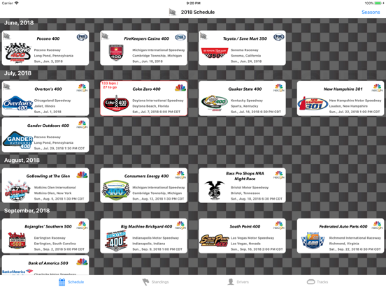 Racing Schedule for NASCAR screenshot