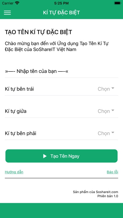 Kí Tự Đặc Biệt SoShareIT