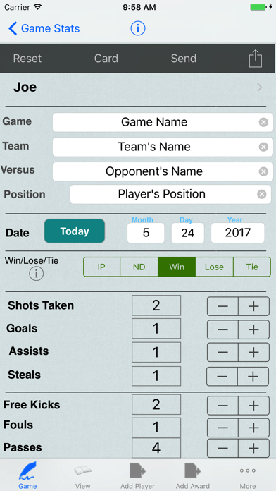 Soccer Player Tracker, Stats Logbook & Game Notes Screenshot 1