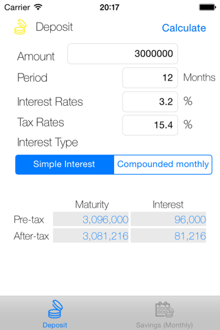 Interest Calculator (deposits) - náhled