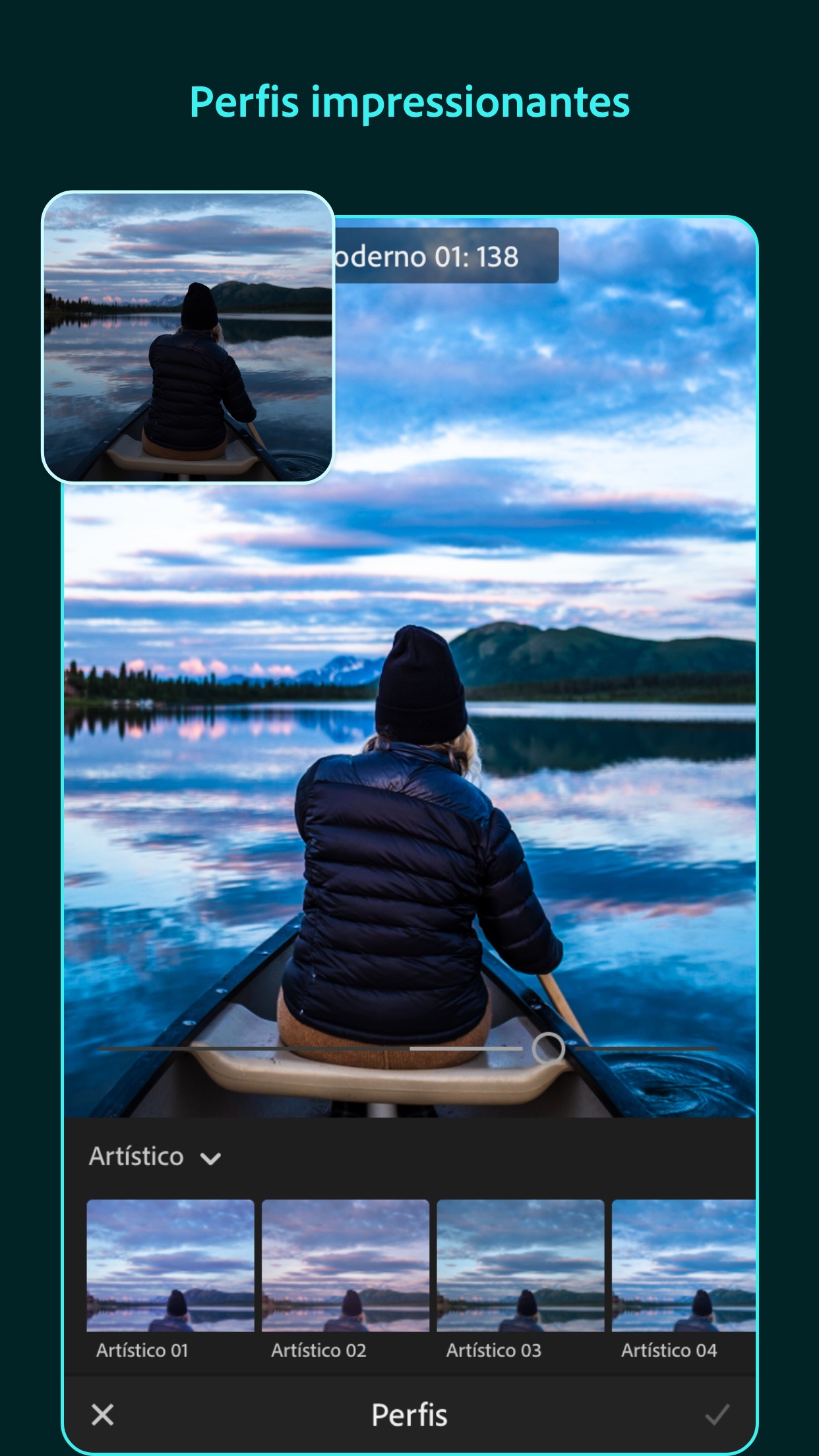 Screenshot do app Adobe Lightroom: Editar Fotos