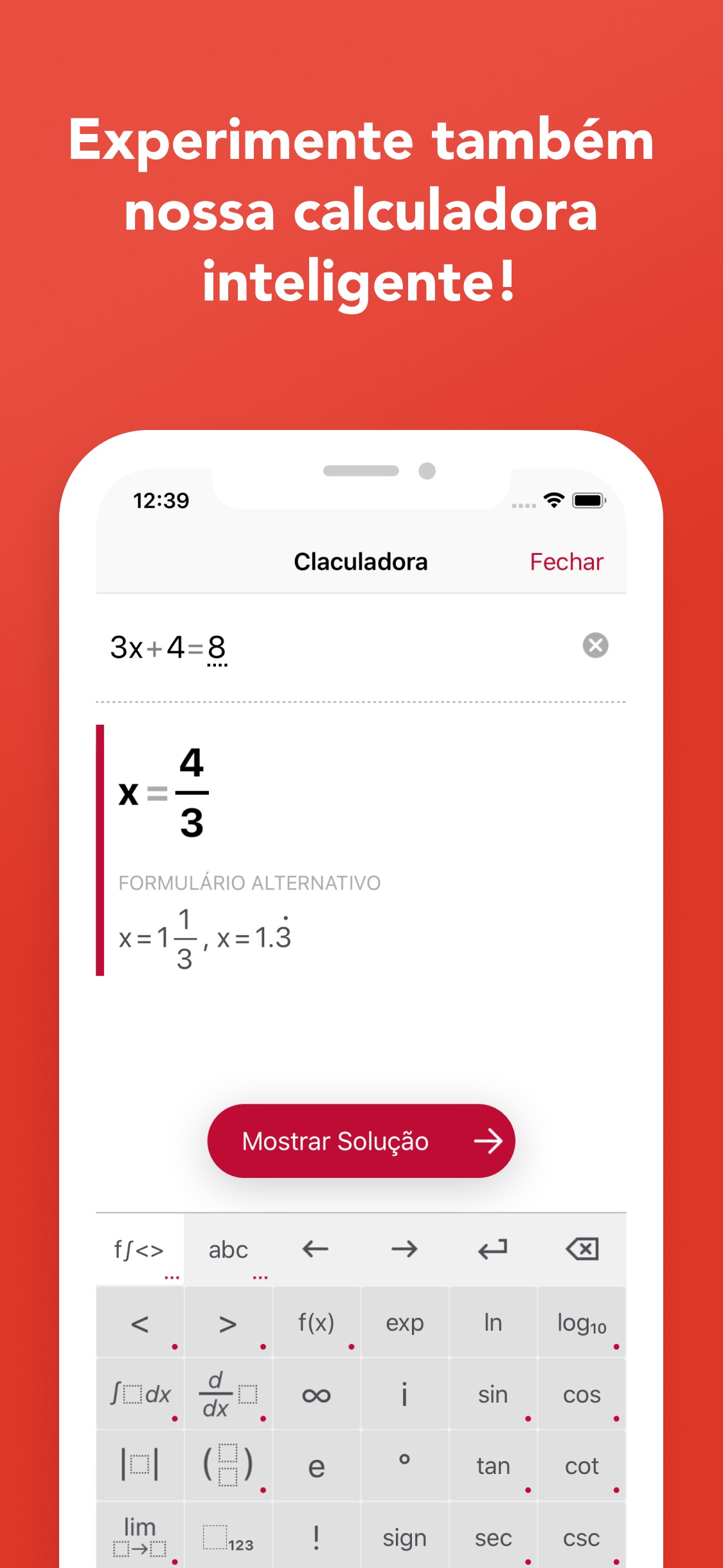 Screenshot do app Photomath