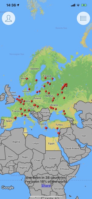 Trevelo: Visited Countries Map