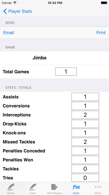 Rugby Player Stats Tracking