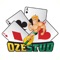 OzeStud is a card game played with a deck of 40 cards made up of the four suits (Spades, Hearts, Diamonds, and Clubs) but with only 10 cards in each suit (A,K, Q, J, 10,9, 8,7,6,5)