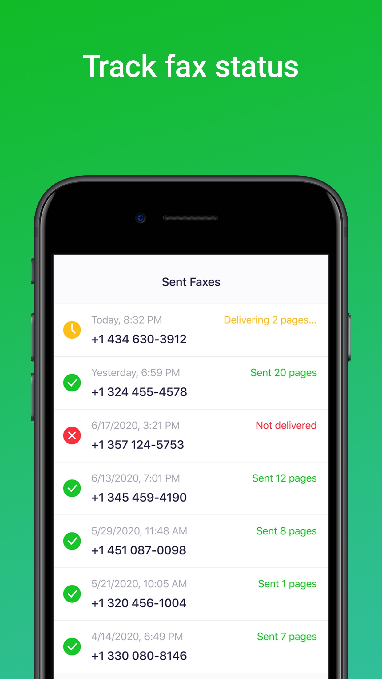 Screenshot do app EcoFax - send fax from iPhone