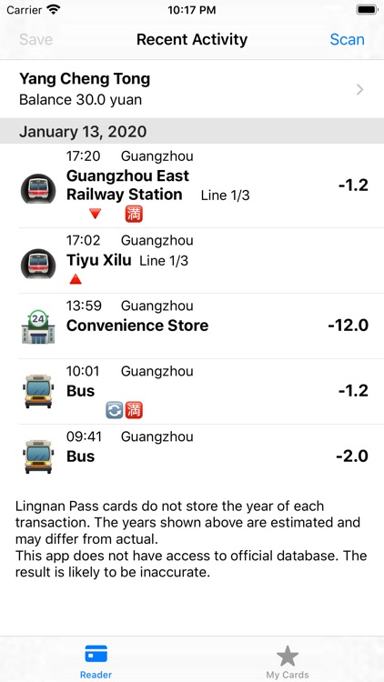 Trip Reader (NFC)