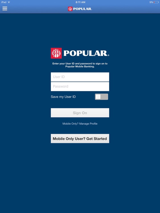 Popular Bank for iPad