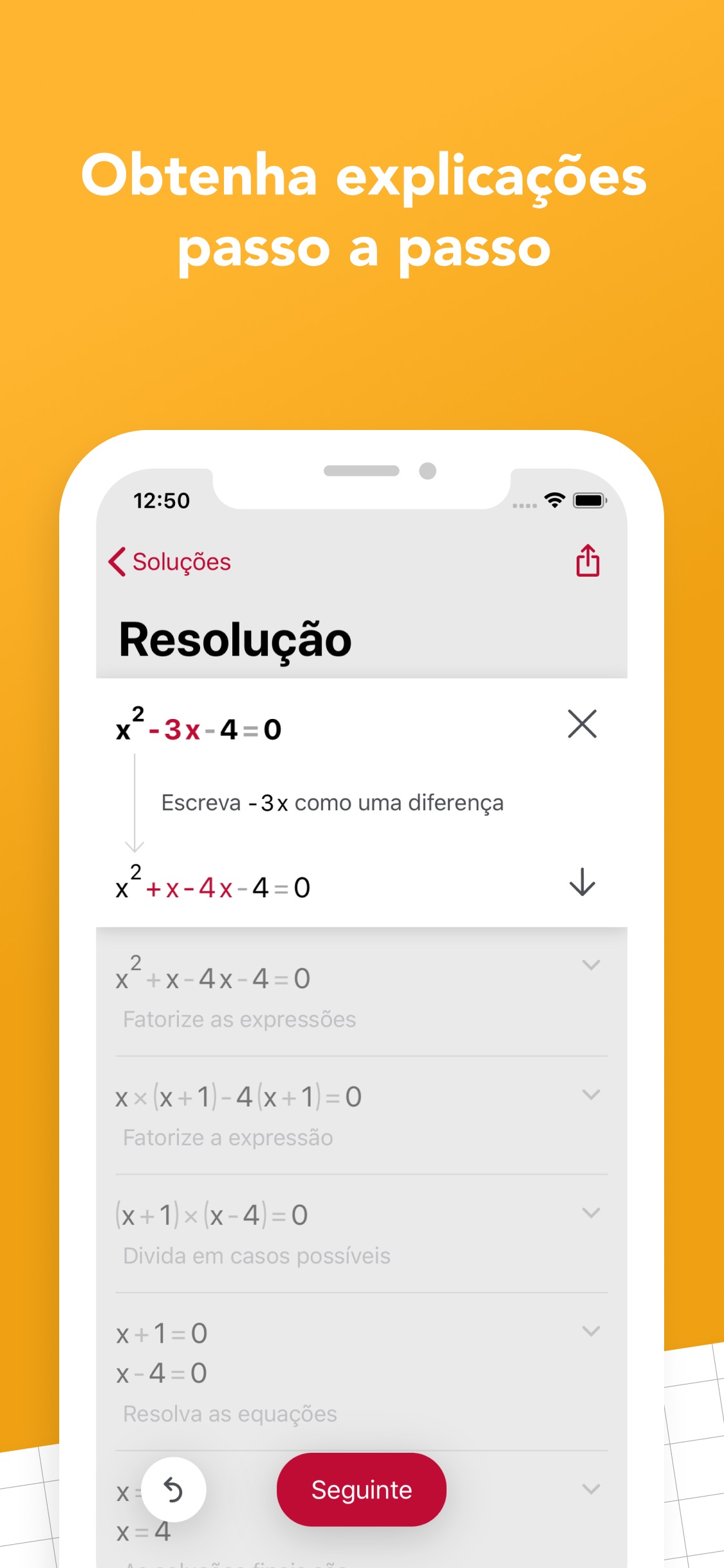 Screenshot do app Photomath