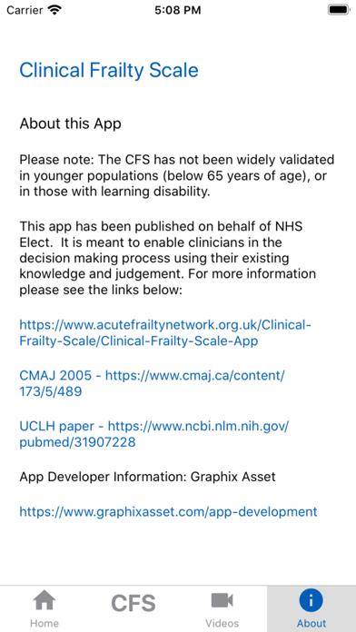 Clinical Frailty Scale (CFS) screenshot 4