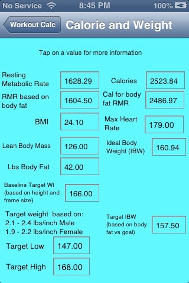 Workout Calc Pro screenshot 2