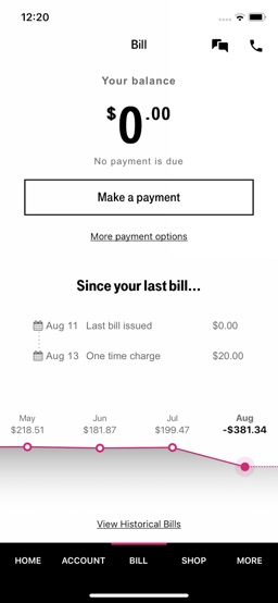 T-Mobile app screenshot