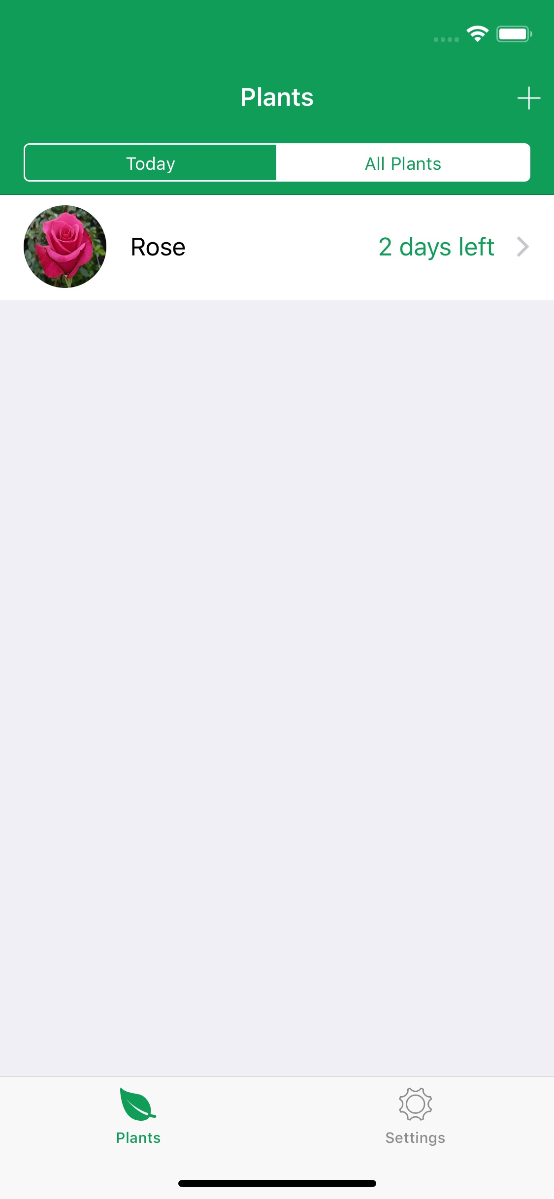 Screenshot do app Plant Reminder
