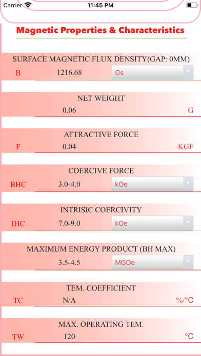 TAI HAN Magnet Calculator screenshot 2