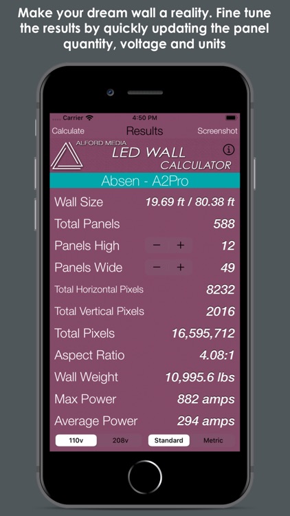 Alford LED Wall Calculator screenshot-3