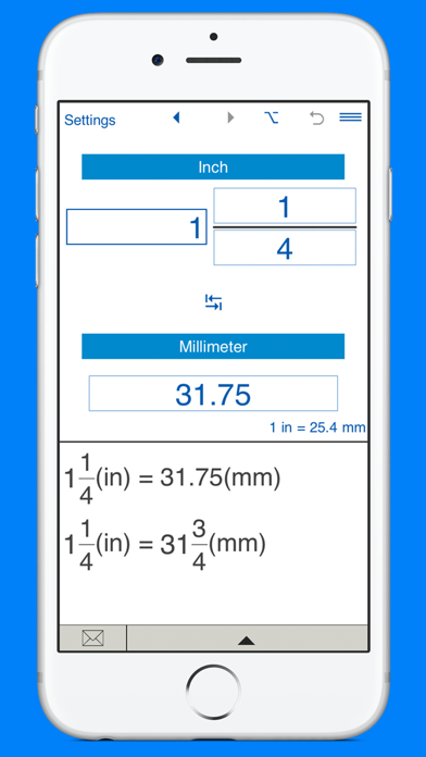 Inches to mm converter screenshot 2