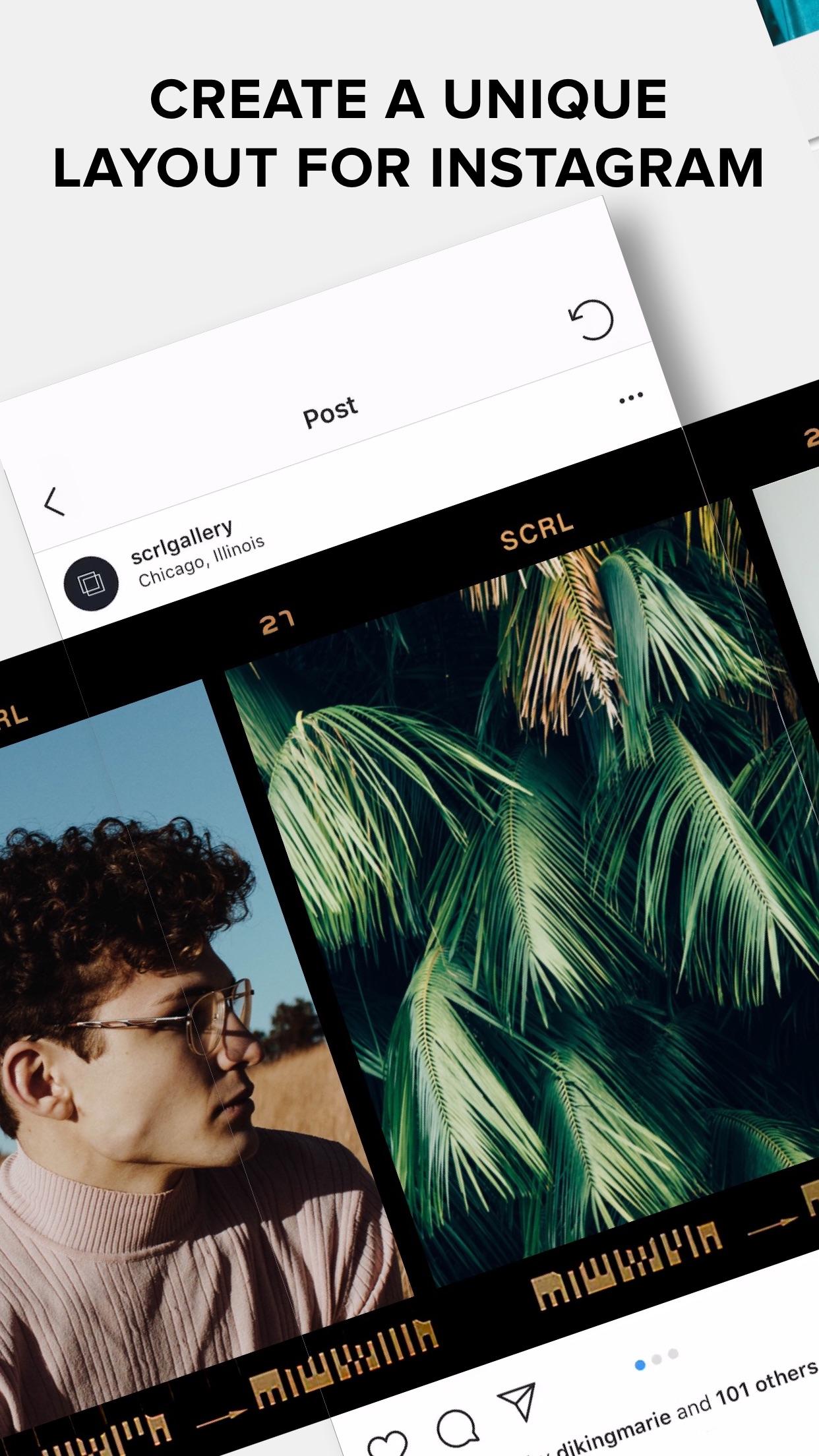 Screenshot do app SCRL - Collages for Instagram