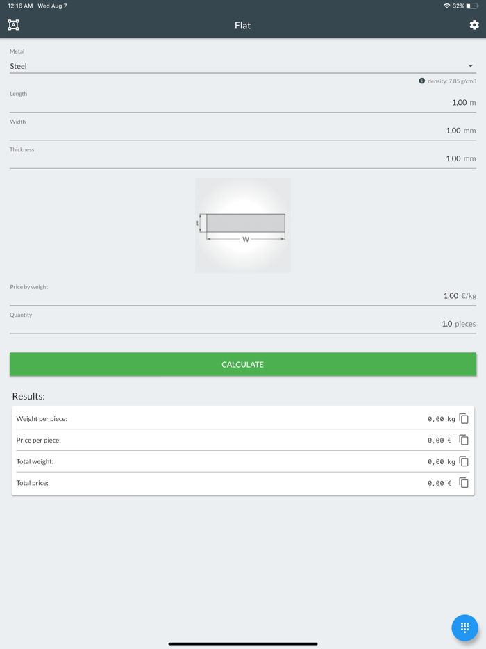 Metal Weight Price Calculator