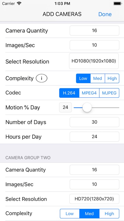 CCTV Storage Estimator