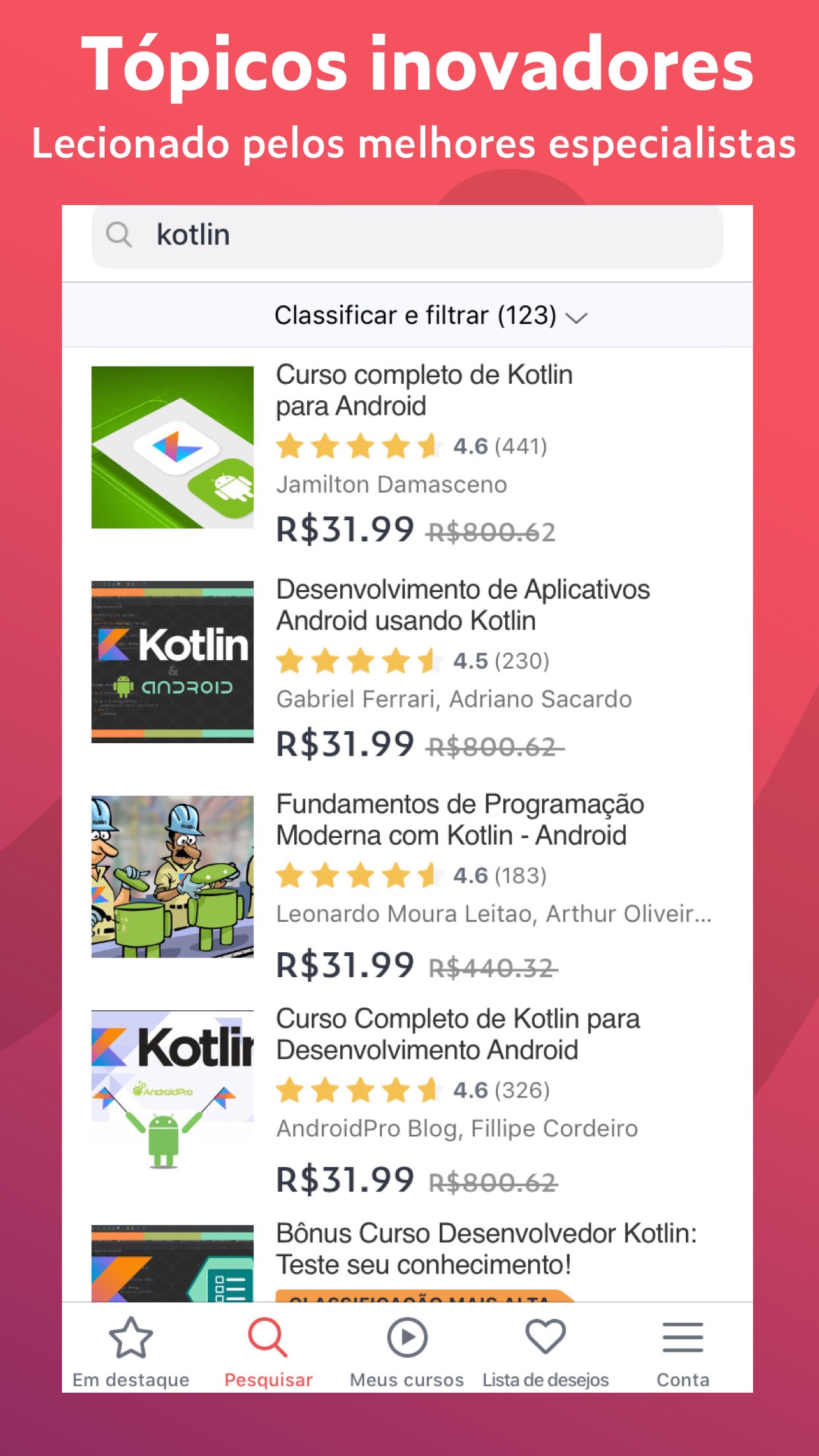 Screenshot do app Udemy: Aprender Cursos Online