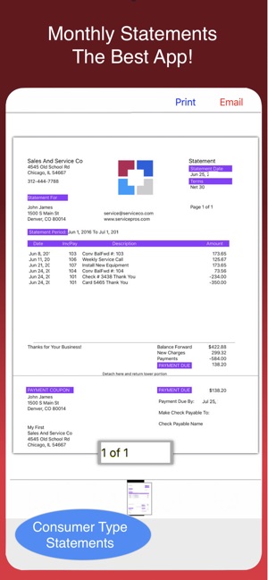 Statements for Monthly Billing