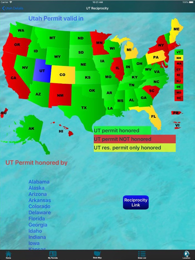 Florida Ccw Reciprocity States Map - United States Map