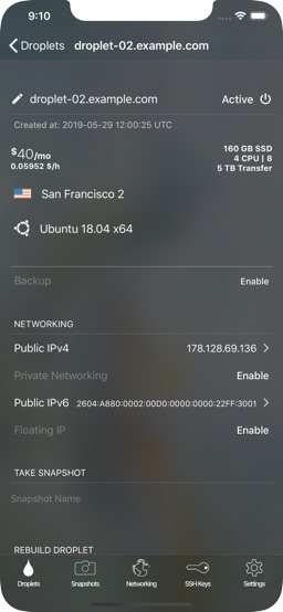 Manager for Digital Ocean app screenshot
