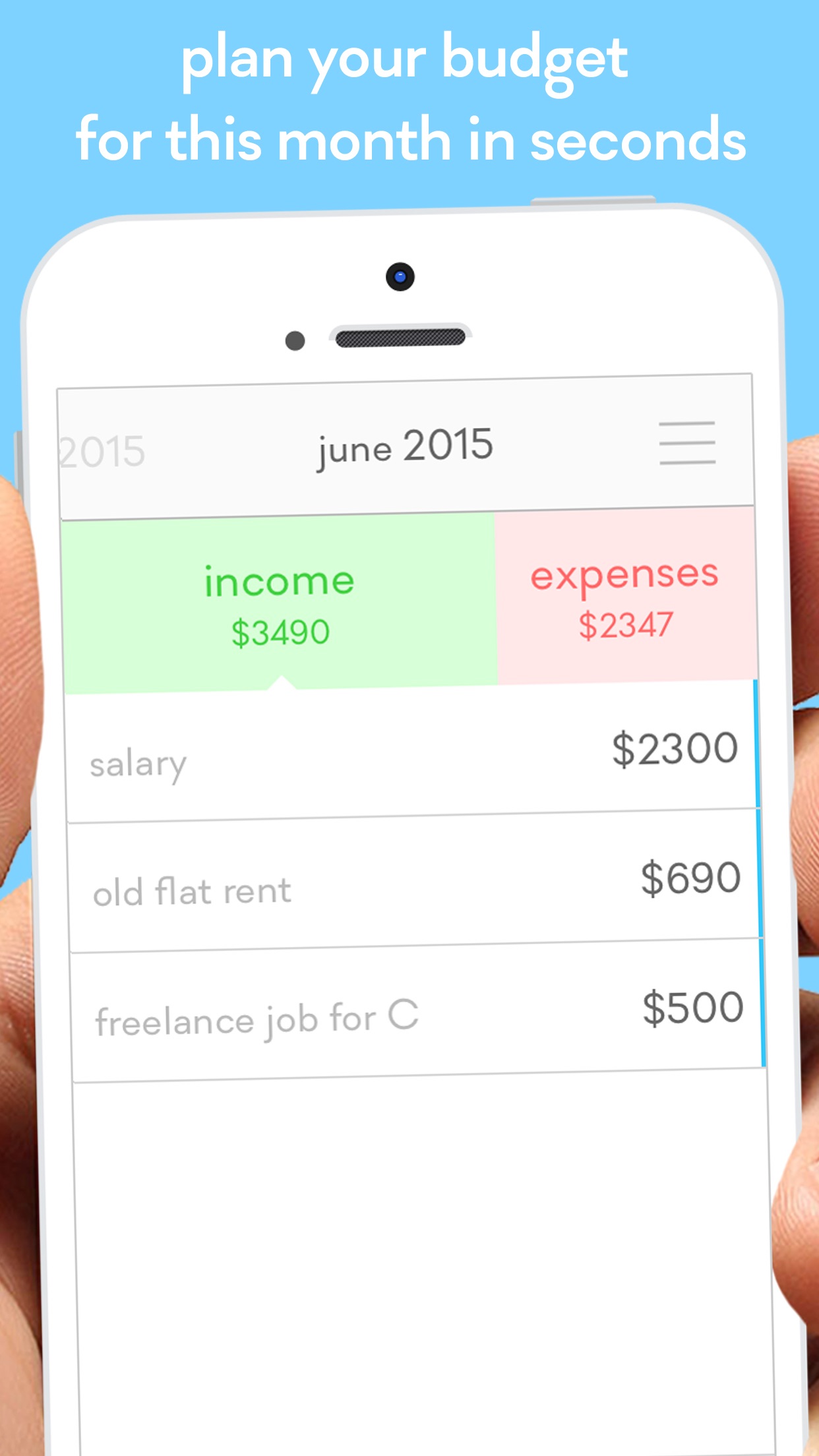 Screenshot do app monthly - easy personal budget
