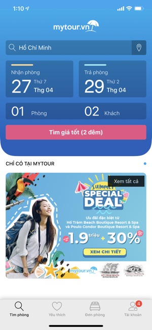 Mytour.vn - Đặt phòng giá rẻ