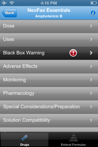 IBM Micromedex NeoFax screenshot 2