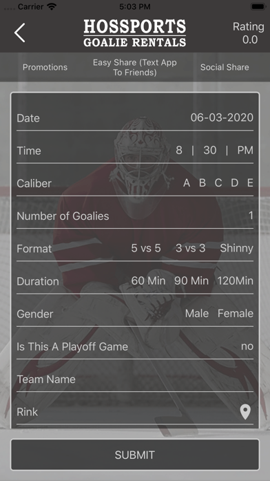 Hossports Hockey Rent A Goalie screenshot 3