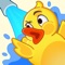 The little yellow duck needs water to live, splash it into the tub with the water