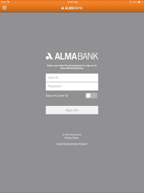 Alma Bank Mobile for iPad