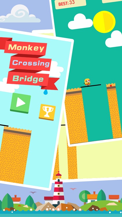 Monkey crossing bridge