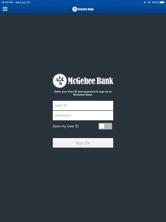 McGehee Bank for iPad