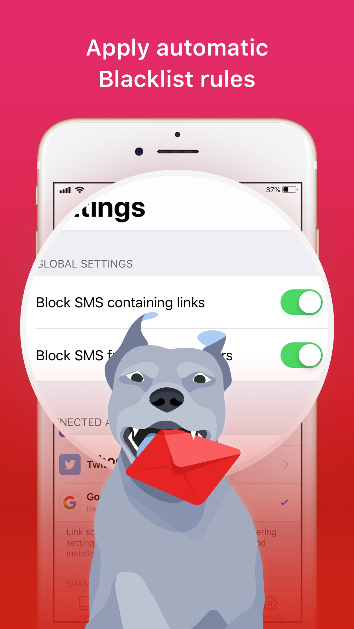 Screenshot do app SpamHound SMS Spam Filter