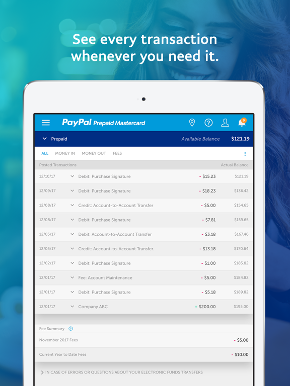 PayPal Prepaid screenshot