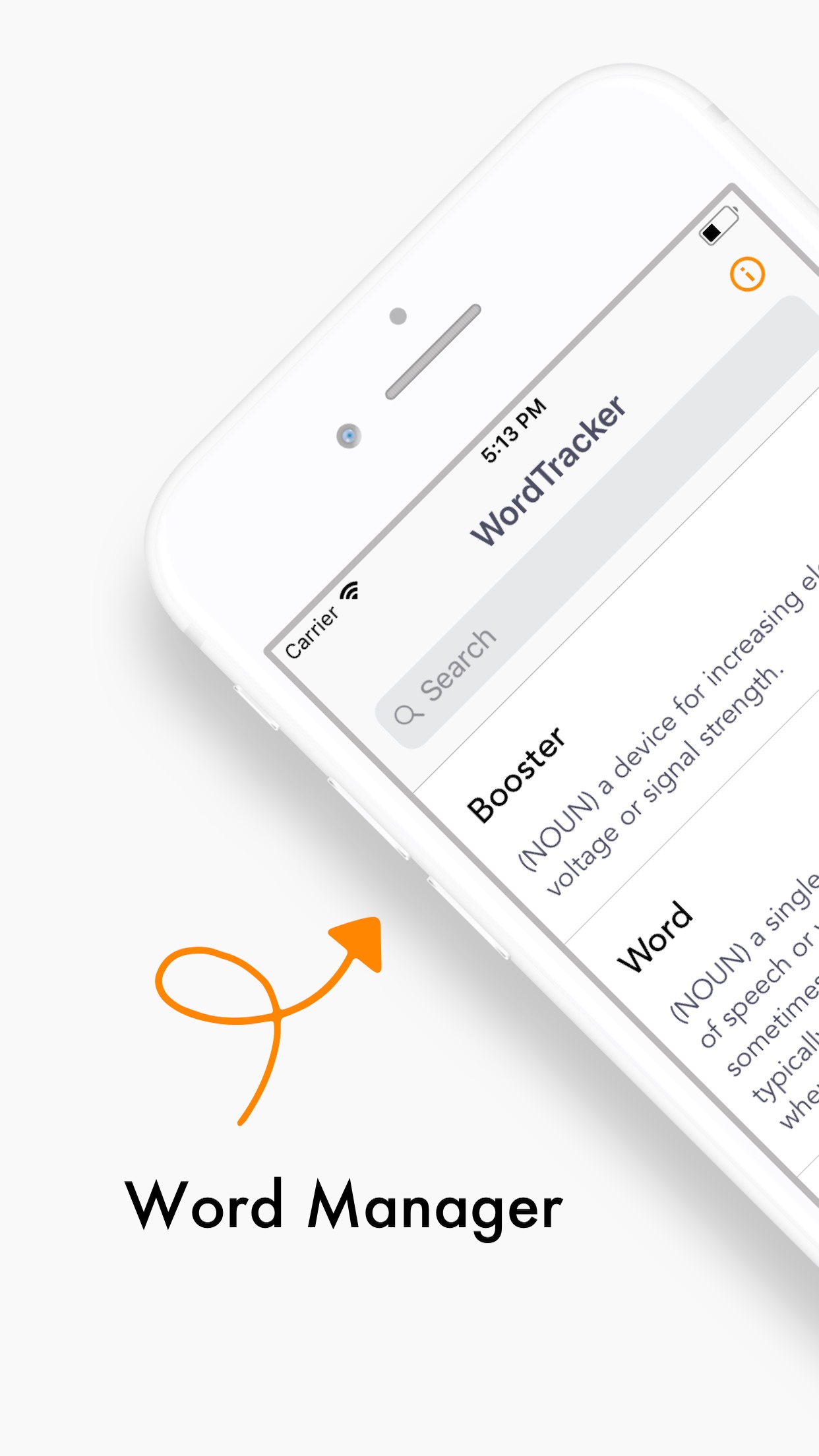 Screenshot do app Word Manager