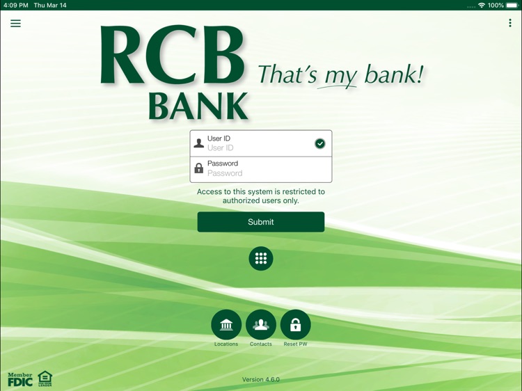 RCB Bank Mobile for iPad