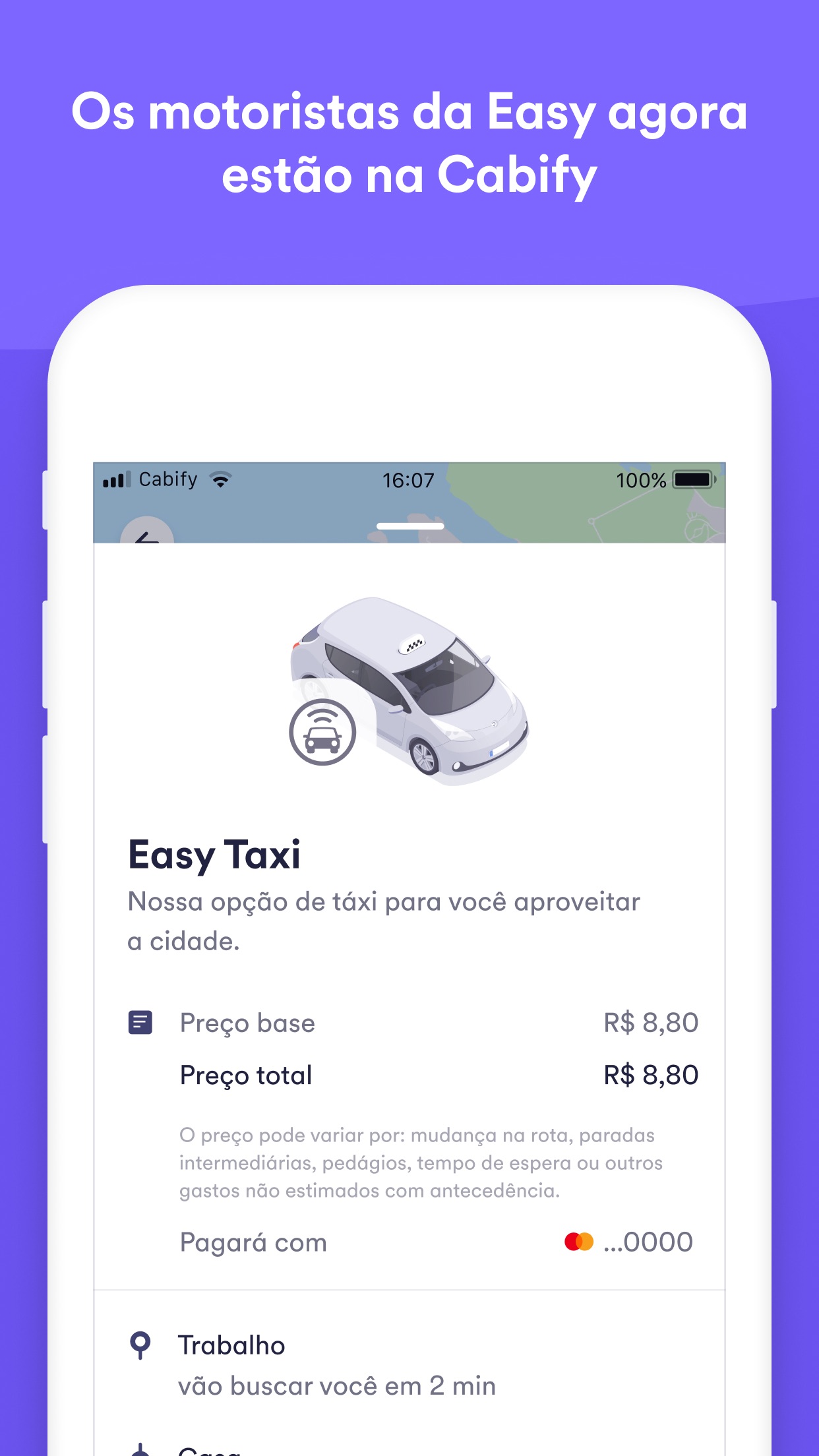 Screenshot do app Easy, um app da Cabify