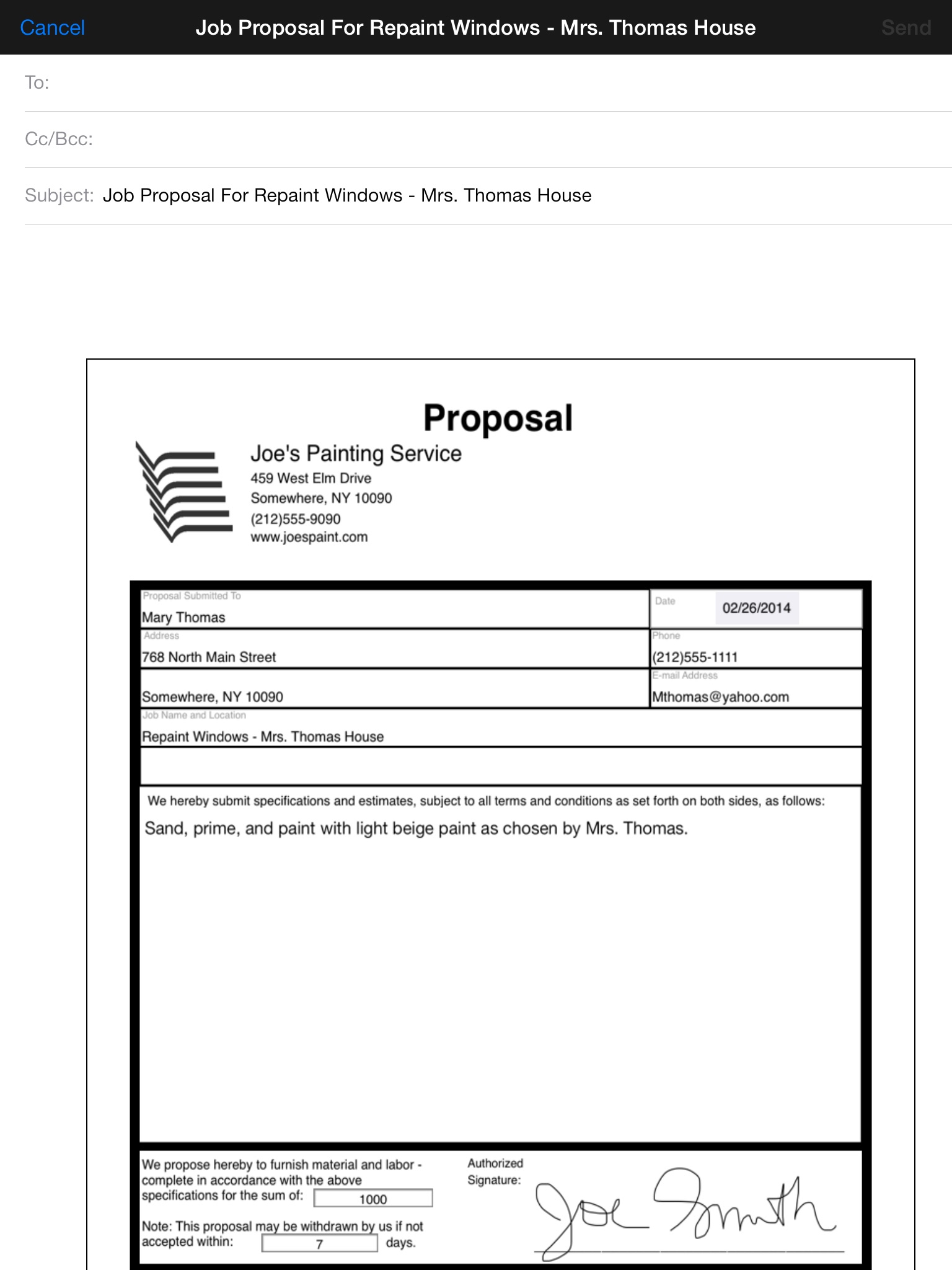 Simple Job Proposal screenshot 2