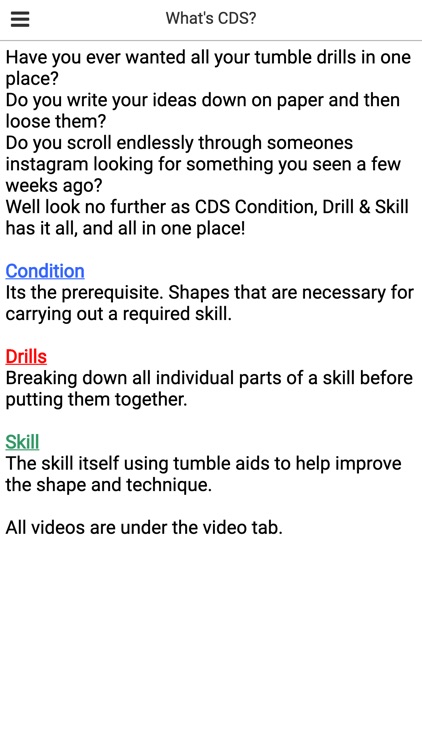 C-D-S Condition, Drill & Skill