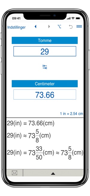Bryde igennem Delvis tårn Tommer / Centimeter omregner i App Store