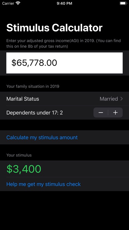 Federal Stimulus Calculator