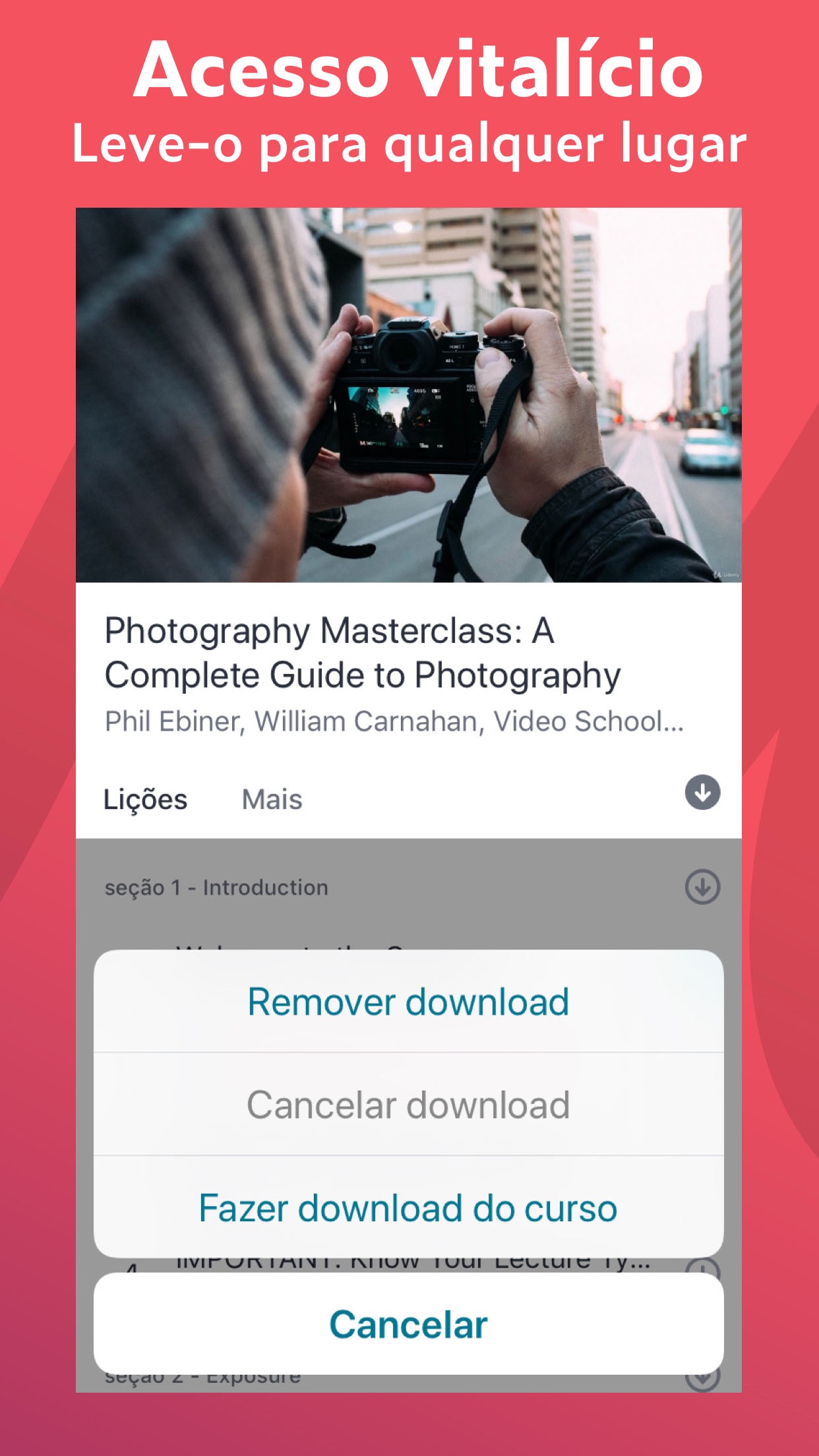 Screenshot do app Udemy: Aprender Cursos Online