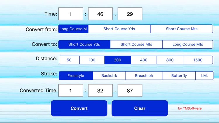 Swimming Time Conversion Tool