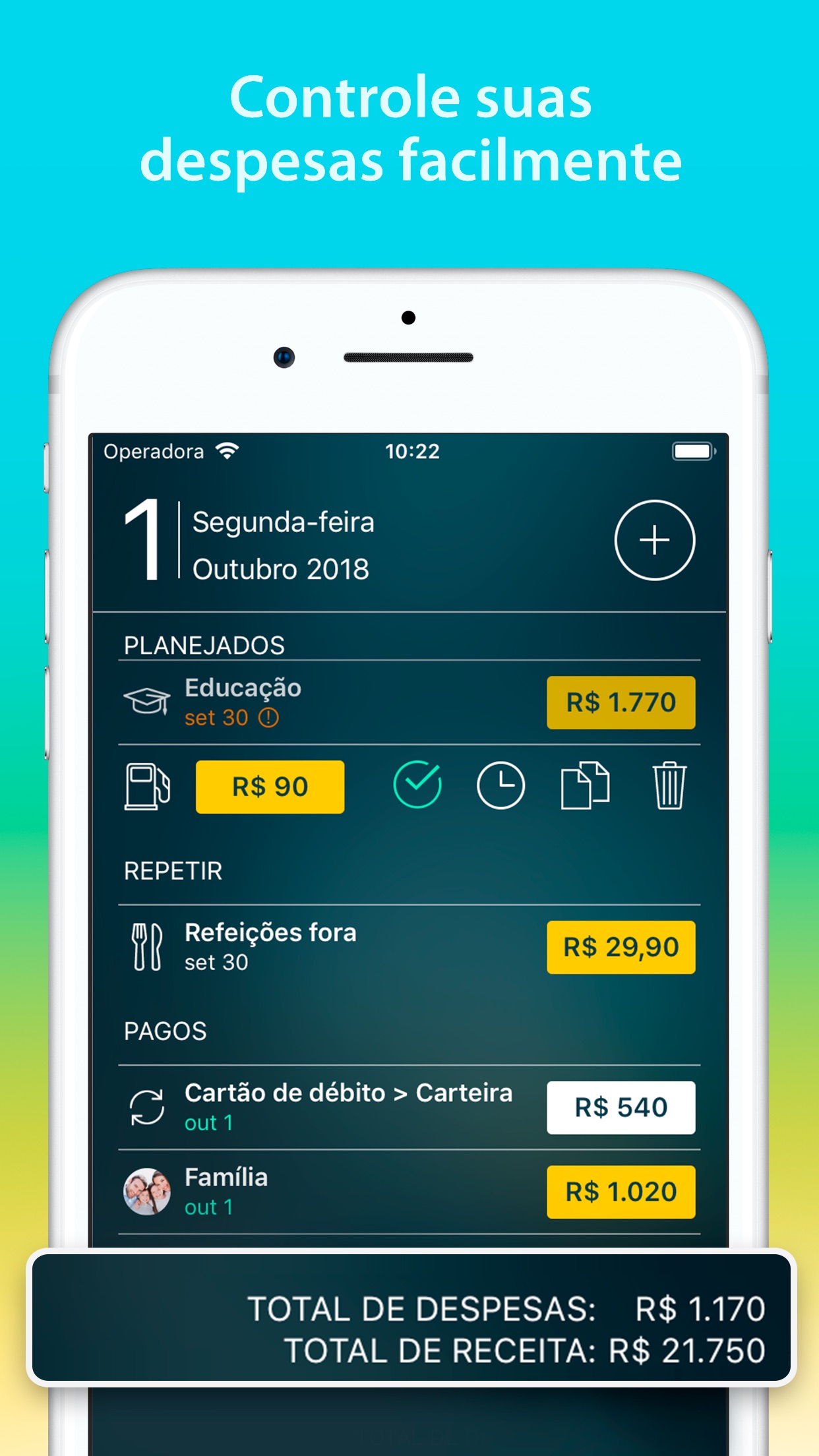 Screenshot do app Money Pro: Finanças Pessoais