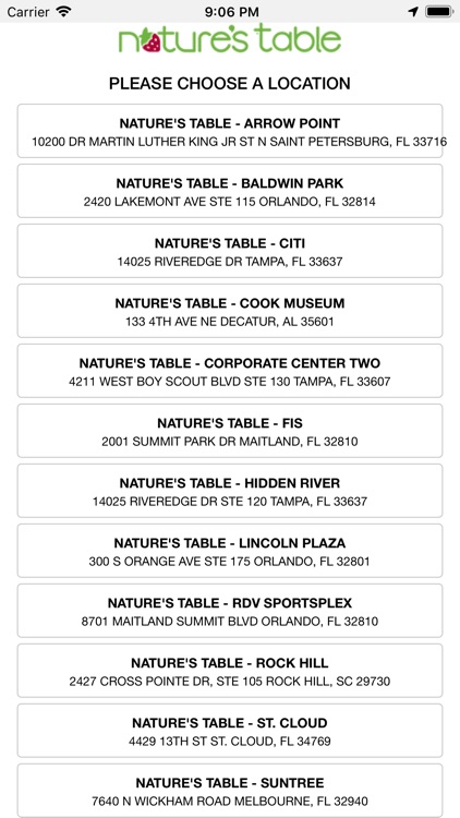 Nature's Table Ordering